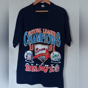 1991 ATLANTA BRAVES  NATIONAL LEAGUE CHAMPIONS TSHIRT SINGLE STITCH